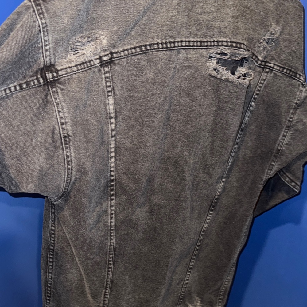 ZARA- Distressed Washed Black Denim Jacket Size S - Picture 12 of 14
